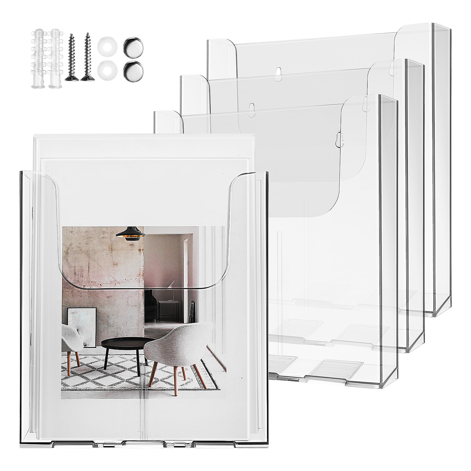 Document Holder Stand - 4 Stück Acryl-Wandhalterung für Dokumente, transparenter