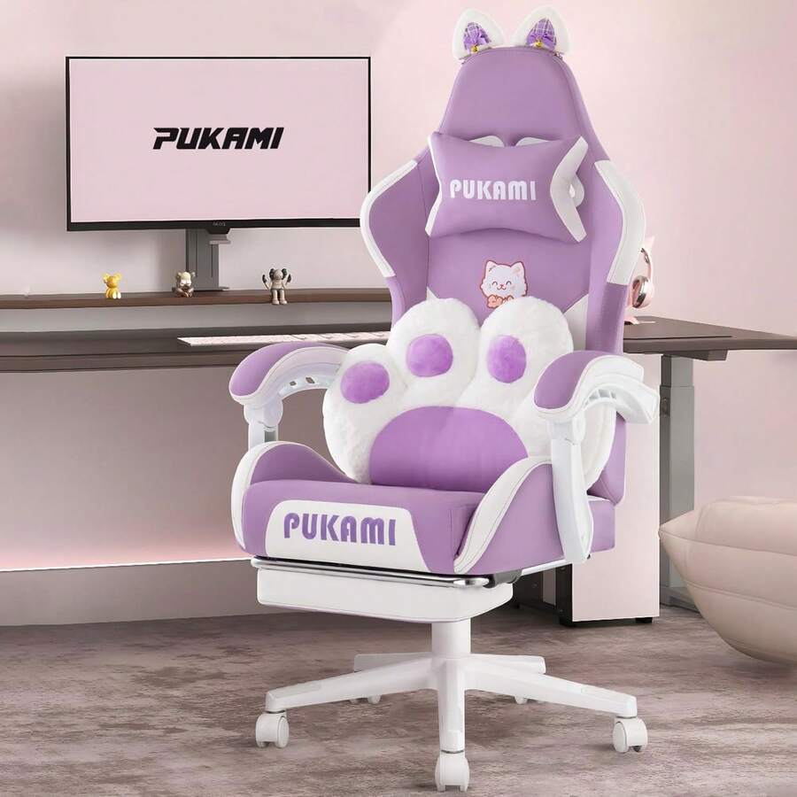Ergonomic Office Chair - Rosa Gaming-Stuhl mit miteinander verbundenen Armlehnen,