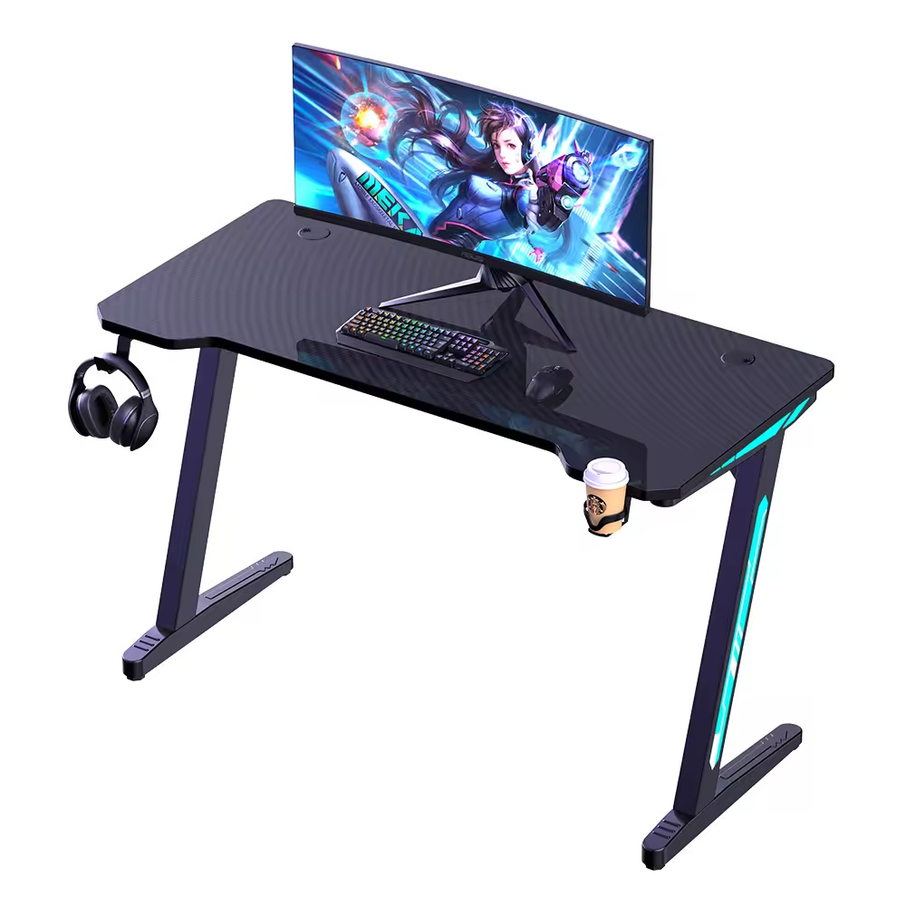 Home Office Work Table - Z-förmiger Gaming-Schreibtisch 47 Zoll Computer-Gaming-Tisch Platzsparender