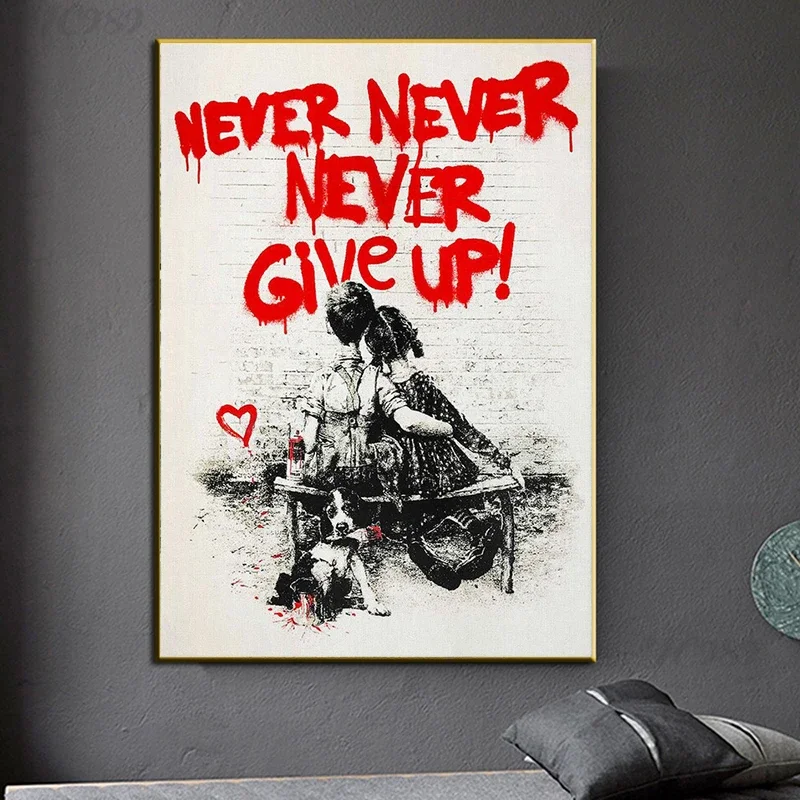 Banksy Graffiti-Wandkunst, gib – Home Office Room Inspiration Bewertung und Preis
